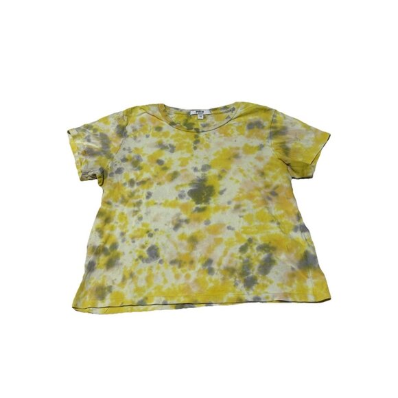 Agolde Women's Linda Boxy T-Shirt Dip Dye Yellow Tee Short Sleeve sz XS X Small - Picture 2 of 10